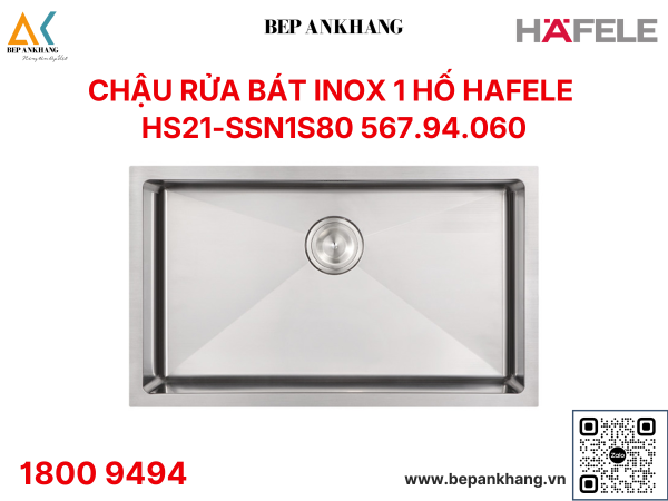 Chậu rửa bát inox 1 hố Hafele HS21 - SSN1S80 567.94.060 